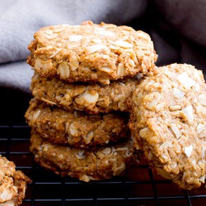 Peanut Butter Coconut Oatmeal Cookies (V, GF): an easy recipe for deliciously thick, chewy peanut butter cookies bursting with coconut and oats. #Vegan #GlutenFree #WholeGrain #OatFlour #DairyFree | BeamingBaker.com