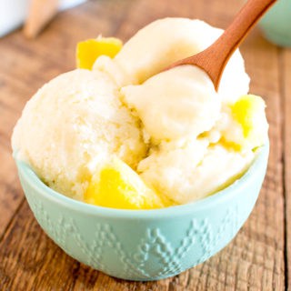 2 Ingredient Pineapple Coconut Sorbet (V, DF, Paleo): a 5-minute recipe for deliciously refreshing, healthy pineapple coconut sorbet! #Paleo #DairyFree #Vegan #GlutenFree | BeamingBaker.com