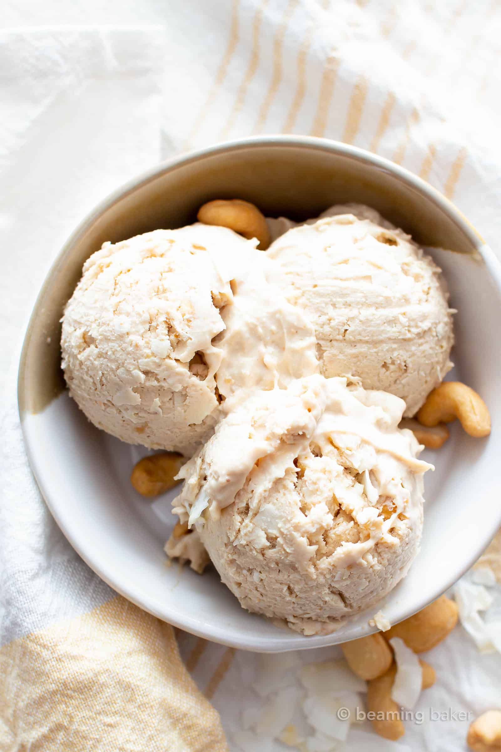 Tasty vegan and gluten free Cashew Ice Cream in a bowl