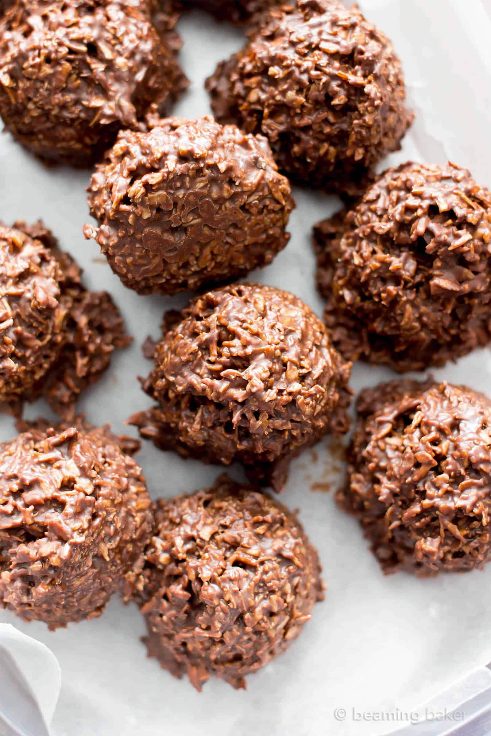 2 Ingredient Chocolate Coconut Candy Clusters: just 5 mins of prep for 2 ingredient coconut chocolate clusters packed with chewy coconut flakes. The easiest chocolate coconut candy clusters! #Coconut #Chocolate #Candy #Clusters | Recipe at BeamingBaker.com