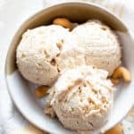 Cashew Ice Cream Recipe: just 3 ingredients for deliciously creamy cashew ice cream. The best cashew ice cream recipe—no churn, super easy and satisfying! Vegan, Paleo. #Cashew #IceCream #CashewIceCream #CashewButter | Recipe at BeamingBaker.com