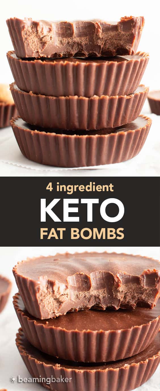 Keto Fat Bombs: only 4 ingredients for super easy to make keto fat bombs with chocolate and almond butter! My favorite keto fat bomb recipe. #Keto #FatBombs #KetoFatBombs #LowCarb | Recipe at BeamingBaker.com