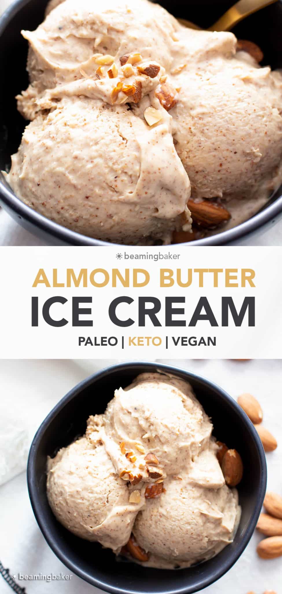 4 Ingredient Almond Butter Paleo Ice Cream (Keto, Vegan) - Beaming Baker