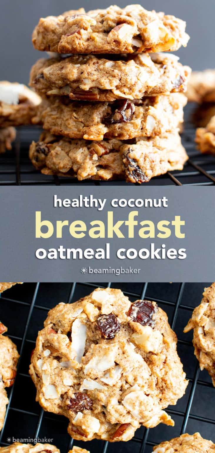Healthy Breakfast Oatmeal Coconut Cookies (Vegan, Gluten Free