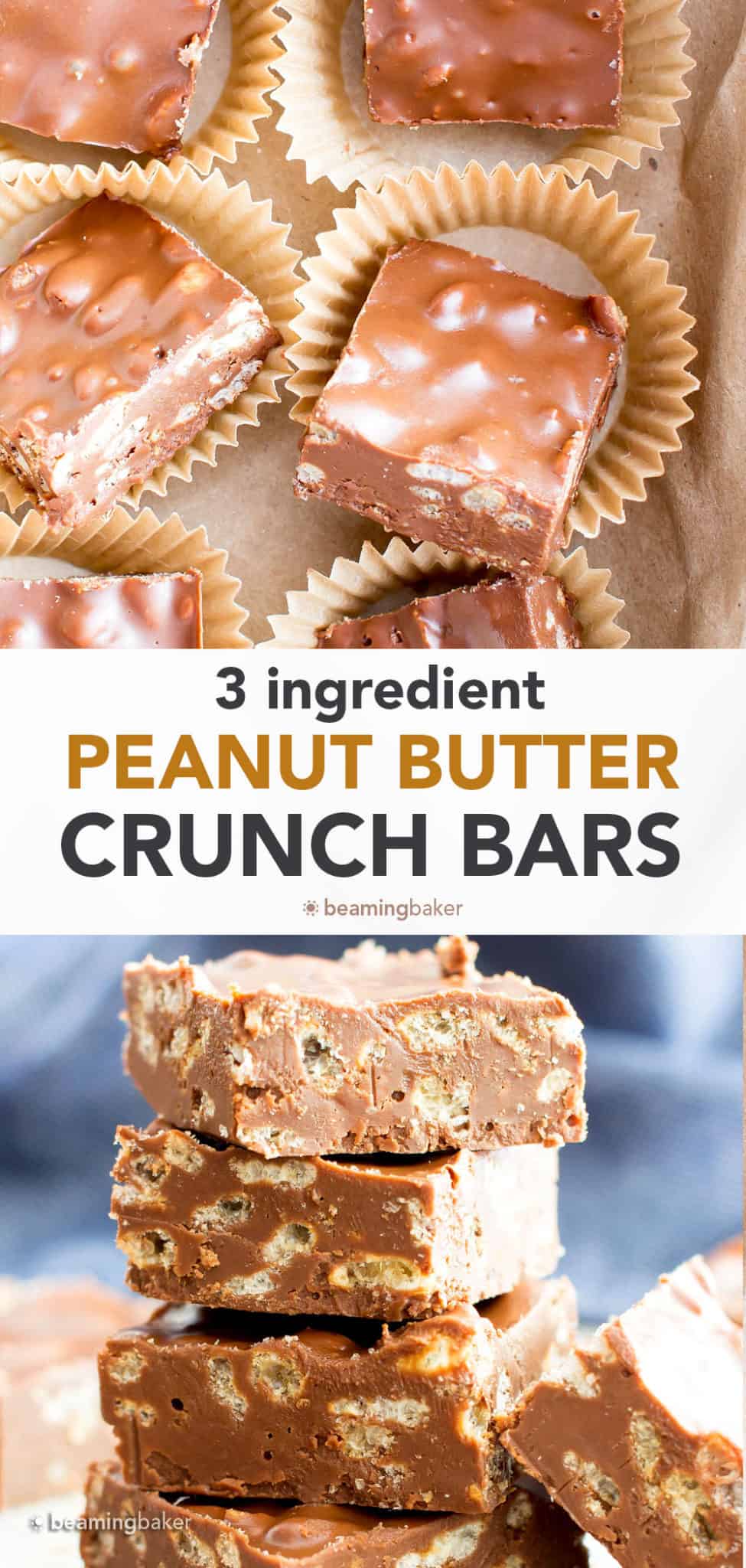 Peanut Butter Crunch Bars 3 Ingredients Beaming Baker