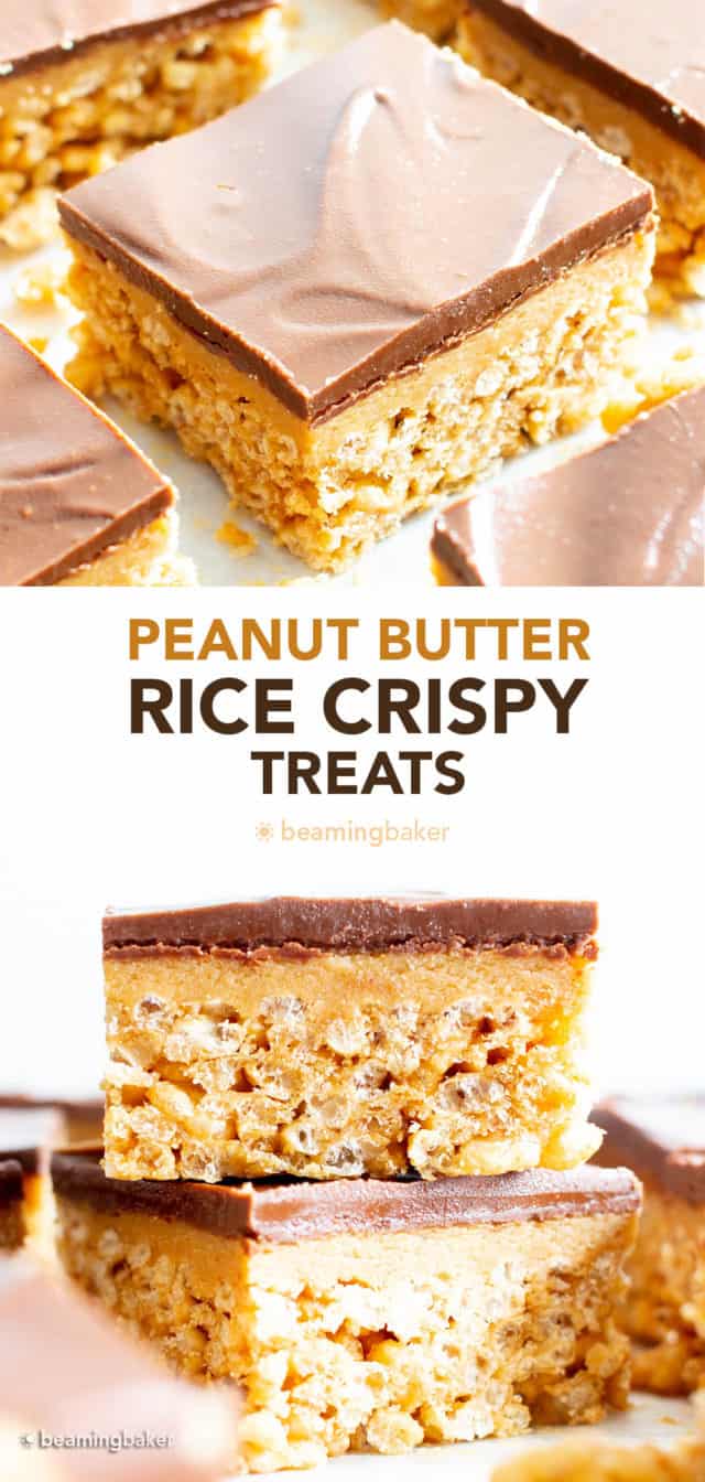 No Bake Peanut Butter Rice Crispy Treats - Beaming Baker