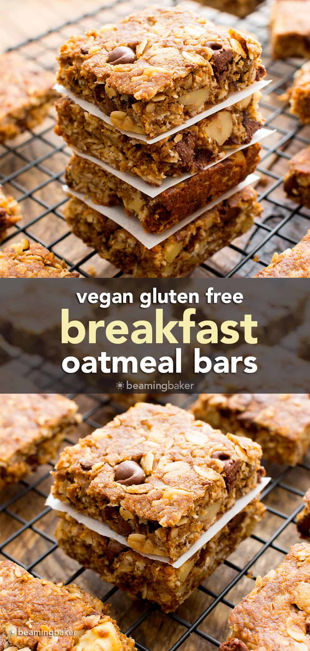 Vegan Breakfast Bars - Gluten Free Oatmeal Bars - Beaming Baker