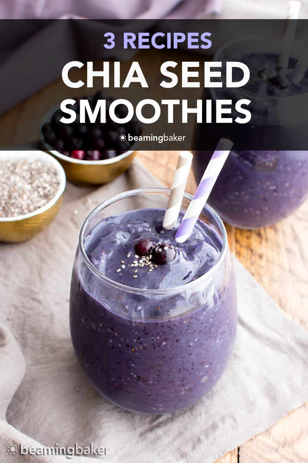 Chia Seed Smoothie Recipes – 3 Ways: learn how to make chia seed smoothies 3 delicious ways—the freshest, easiest ways to include chia seeds in a smoothie! #ChiaSeeds #Smoothie #Chia #ChiaSeed | Recipes at BeamingBaker.com