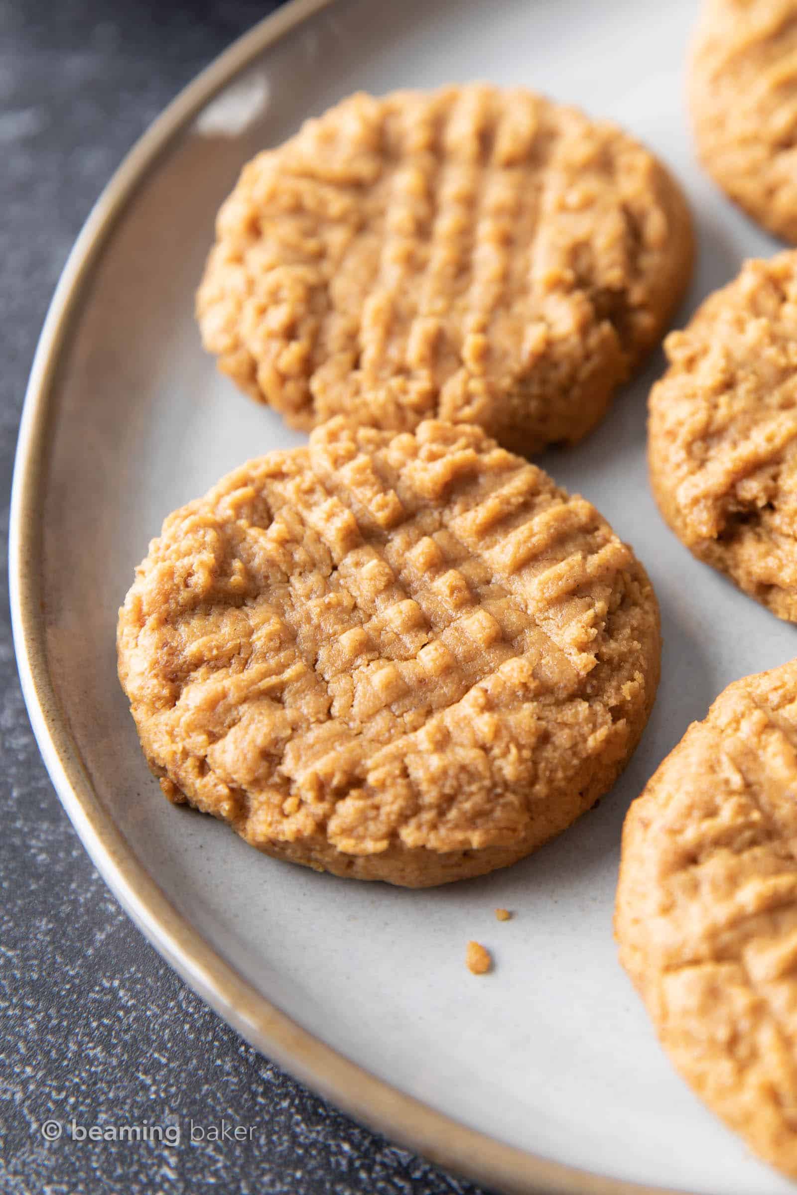 4 Ingredient Healthy Peanut Butter Cookies - Beaming Baker