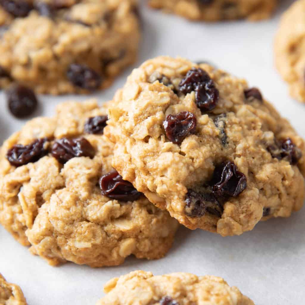 Vegan Oatmeal Raisin Cookies (GF) - Beaming Baker