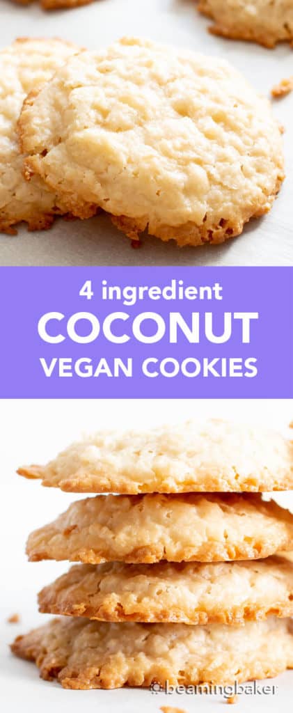 4 Ingredient Ultimate Chewy Vegan Coconut Cookies (Gluten Free, Paleo