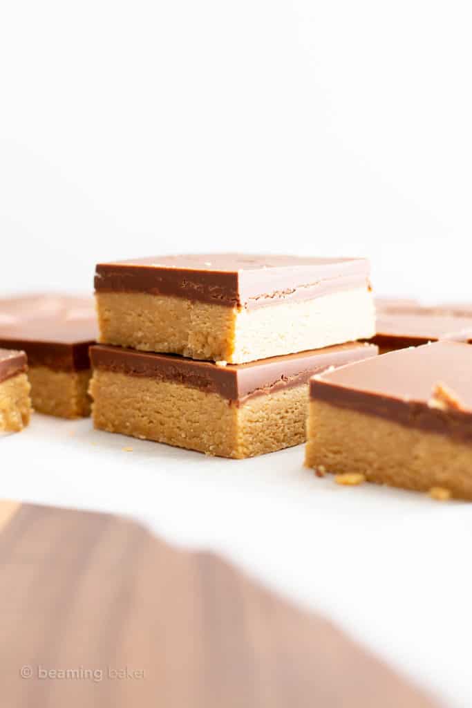 4 Ingredient Easy Vegan Chocolate Peanut Butter Bars (Gluten Free, Healthy, DairyFree