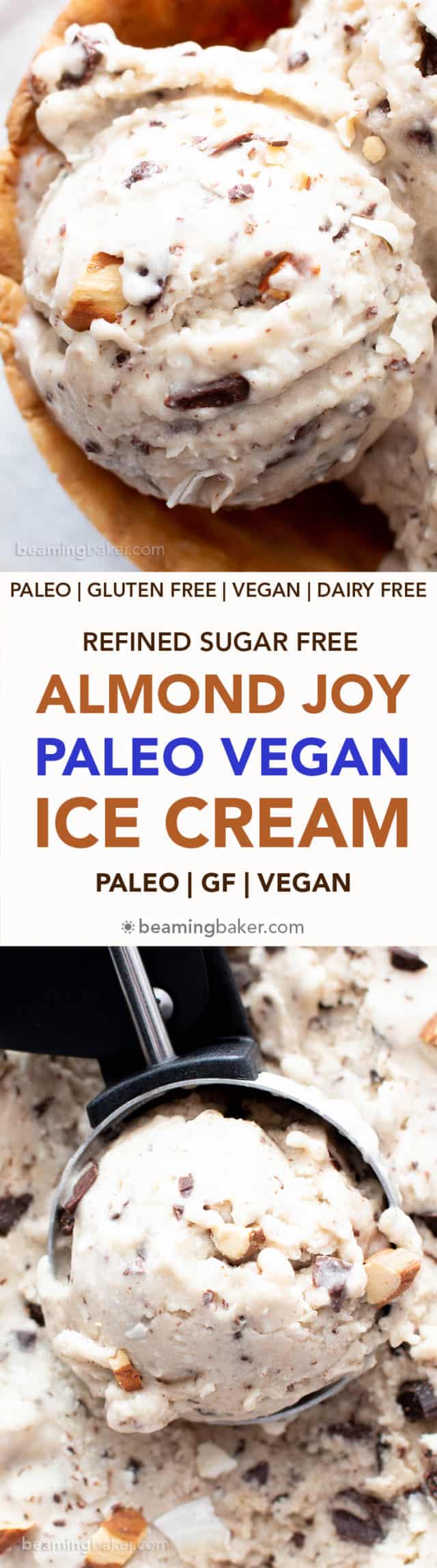 Almond Joy Vegan Paleo Ice Cream Recipe (Refined SugarFree) Beaming