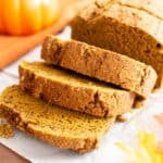 vegan gluten free pumpkin bread featured image