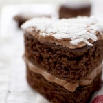 Adorable mini, heart-shaped, two-layer chocolate cakes topped with slightly sweet coconut oil frosting. An impressive and delightul treat to make for any occasion.