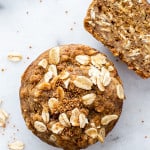 Gluten Free Banana Oat Muffins (V+GF): an easy recipe for warm, moist and lightly sweet Banana Oat Muffins made simple ingredients. BEAMINGBAKER.COM #Vegan #GlutenFree