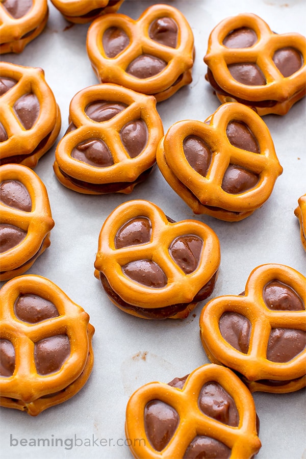 Chocolate Almond Butter Pretzel Bites (Vegan, Gluten Free)