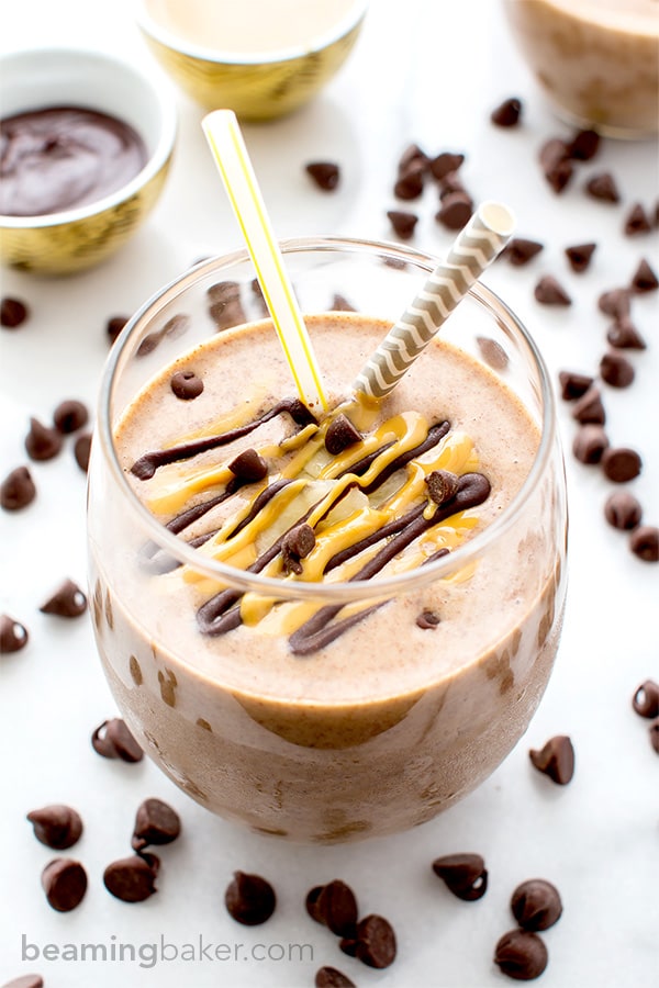 Chocolate Peanut Butter Banana Smoothie (Vegan, Gluten Free, Dairy-Free, Refined Sugar-Free)