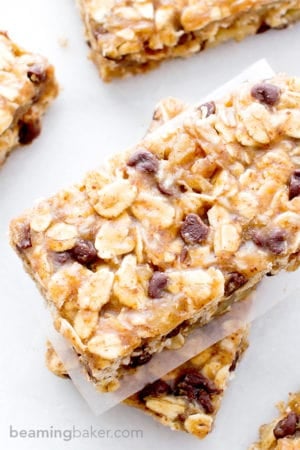 No Bake Chewy Chocolate Chip Granola Bars (Vegan, Gluten Free ...