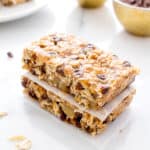 No Bake Chewy Chocolate Chip Granola Bars (V+GF): the perfect protein-rich, on-the-go snack that’s super easy to make, full of simple ingredients and delicious. #Vegan and #GlutenFree | BeamingBaker.com