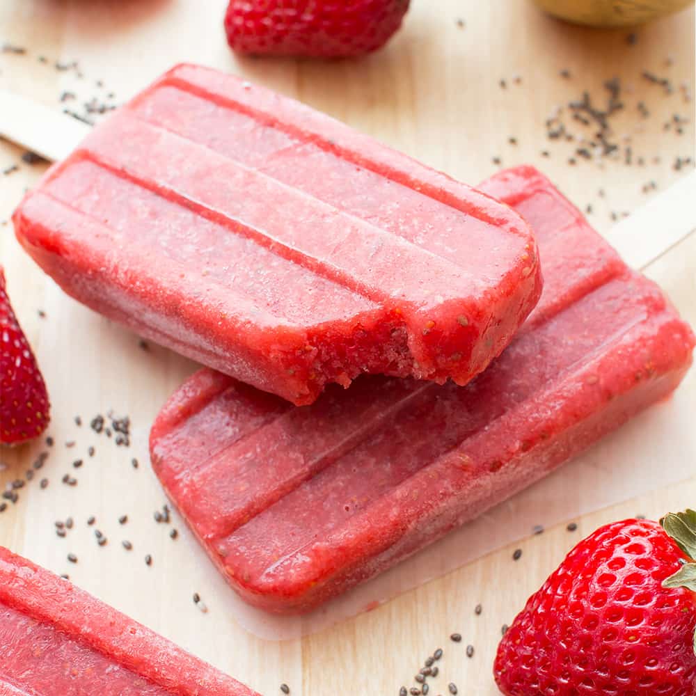 Vegan Strawberry Chia Seed Popsicles (V, Dairy Free, Gluten Free, Paleo)