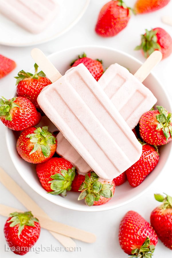 Vegan Strawberry Coconut Popsicles Dairy Free Paleo Gluten Free Beaming Baker