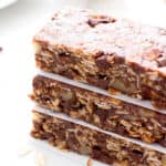 No Bake Double Chocolate Chip Granola Bars (V+GF): an easy recipe for deliciously chewy double chocolate granola bars made with simple ingredients. #Vegan #GlutenFree #DairyFree | BeamingBaker.com