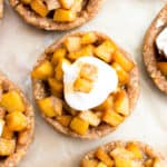 No Bake Caramel Apple Tartlets (V+GF): a whole ingredient recipe for mini caramel pecan tarts bursting with sweet apple flavor. #Vegan #GlutenFree #DairyFree | BeamingBaker.com | @BeamingBaker