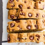 One Bowl Gluten Free Vegan Pumpkin Chocolate Chip Bread (V, GF, DF): an easy, one bowl recipe for perfectly moist pumpkinn bread bursting with chocolate chips. #Vegan #GlutenFree #DairyFree | BeamingBaker.com