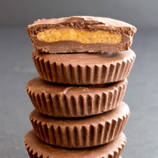 Paleo Almond Butter Cups (V, GF, DF): a 5 ingredient recipe for rich chocolate cups stuffed with smooth almond butter. #Paleo #Vegan #GlutenFree #DairyFree | BeamingBaker.com