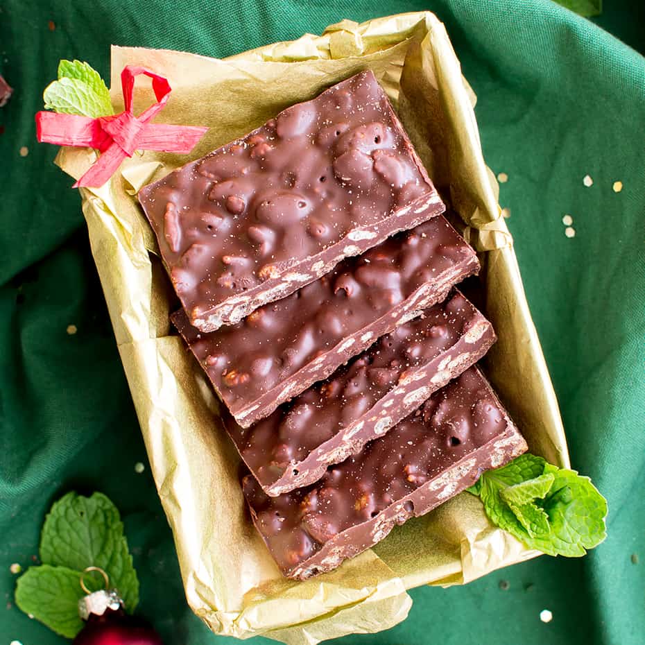 4 Ingredient Peppermint Chocolate Crunch Bars (Gluten Free, Vegan, Dairy-Free)