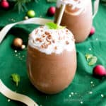 Vegan Peppermint Mocha Frappuccino (Paleo, V, GF, DF): an easy, whole ingredient recipe for minty, thick and chocolatey peppermint mocha frappes! #Vegan #Paleo #GlutenFree #DairyFree | BeamingBaker.com