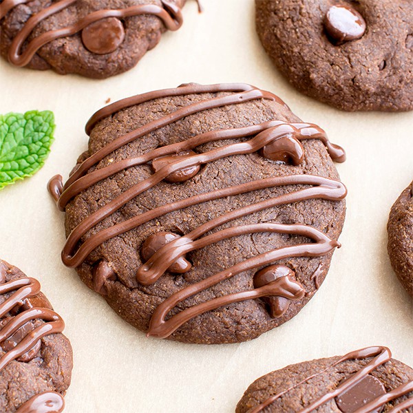 Vegan Triple Chocolate Peppermint Cookies (V, Gluten Free, Oat Flour, Dairy-Free, Soft-Baked)