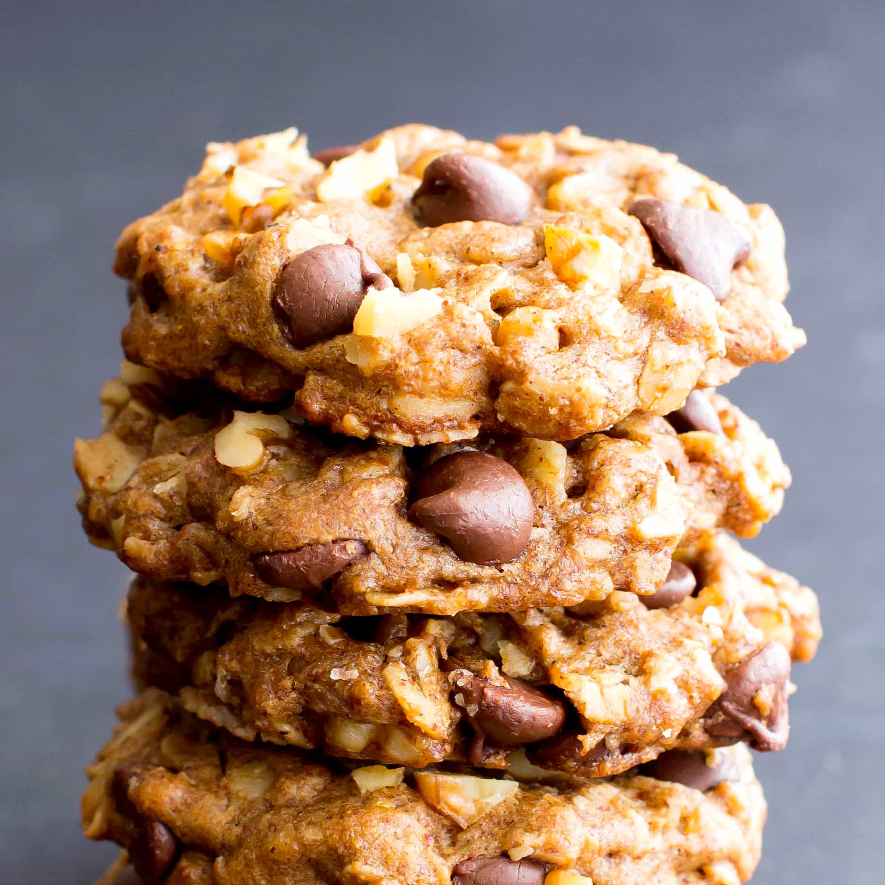 Vegan Almond Butter Chocolate Chip Walnut Oat Cookies (Gluten-Free, Oat Flour, Dairy-Free, Vegan)