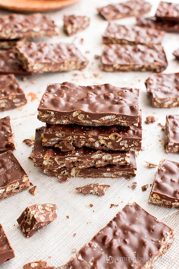 3 Ingredient Homemade Crunch Bars (GF, V, DF): a quick and easy gluten free vegan recipe for deliciously crispy homemade crunch bars. #Vegan #GlutenFree #DairyFree | BeamingBaker.com