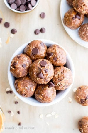 No Bake Double Chocolate Peanut Butter Coconut Energy Bites (Vegan ...