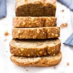 One Bowl Vegan Gluten Free Banana Nut Bread (V, GF, DF): an easy recipe for perfectly moist banana bread packed with walnuts and bursting with banana flavor! #Vegan #GlutenFree #OatFlour #DairyFree | BeamingBaker.com