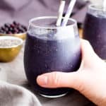 Paleo Blueberry Banana Chia Smoothie (V, GF, Paleo): a 4-ingredient recipe for antioxidant-rich and refreshing blueberry banana chia smoothies. #Vegan #GlutenFree #DairyFree | BeamingBaker.com