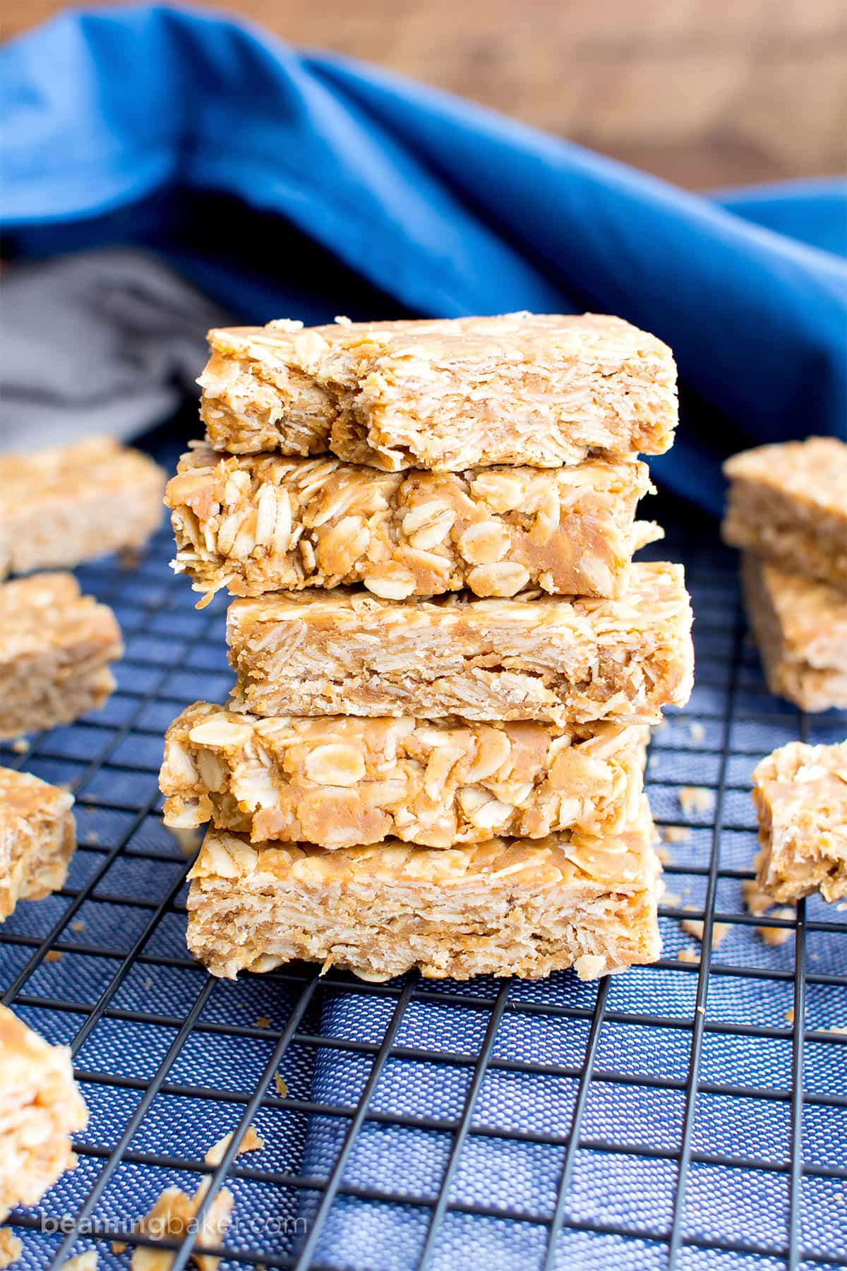 3 Ingredient No Bake Gluten Free Peanut Butter Granola Bars Vegan GF