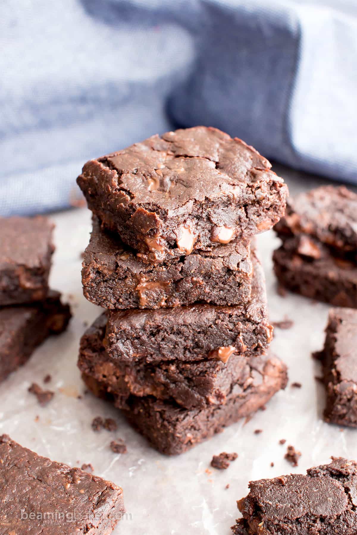 Ultimate Fudgy Paleo Vegan Brownies Recipe (GF): ultra-moist, deep chocolate flavor, fudgy, gooey YUM—the BEST paleo brownies recipe! Made with almond flour, Gluten Free, Vegan, Grain-Free. #Paleo #Brownies #Vegan #Fudgy | Recipe at BeamingBaker.com