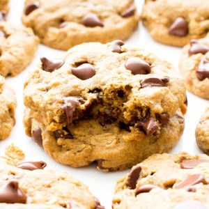 Gluten Free Vegan Oat Flour Chocolate Chip Cookies (V, GF): an easy recipe for simply delicious, soft, chewy chocolate chip cookies made with oat flour. #Vegan #GlutenFree #DairyFree #OatFlour | BeamingBaker.com