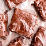 Chocolate Almond Butter Frosted Fudgy Paleo Brownies (V, GF, Paleo): a one bowl recipe for seriously fudgy paleo brownies topped with rich chocolate almond butter frosting! #Vegan #Paleo #GlutenFree #DairyFree | BeamingBaker.com
