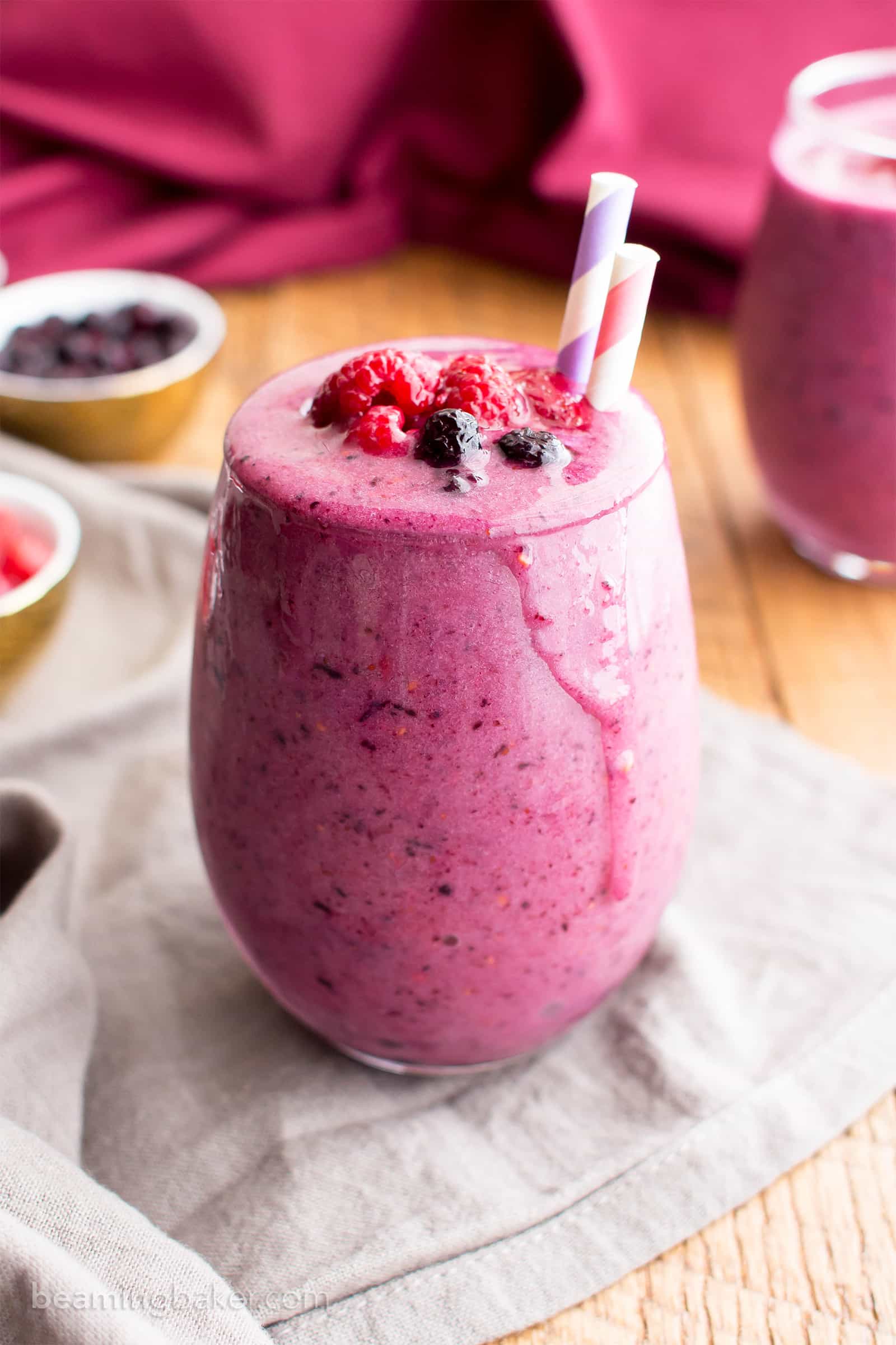 Triple Berry Smoothie (5 Ingredient, Paleo, Vegan, Gluten-Free, Dairy ...