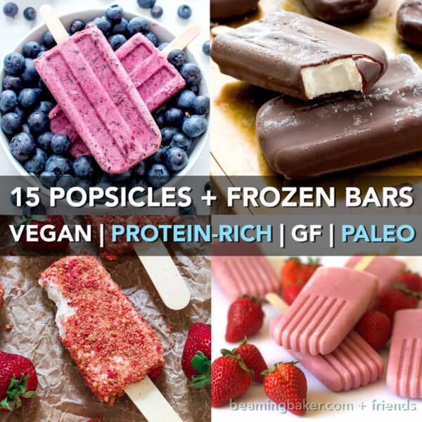 15 Healthy Frozen Desserts Made in a Popsicle Mold (V, DF, Paleo): a frozen dessert collection of dairy-free, paleo and vegan treats made with a popsicle mold! #Vegan #Paleo #DairyFree #GlutenFree | BeamingBaker.com