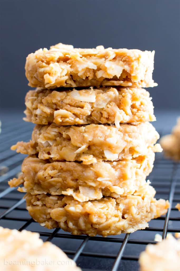 4 Ingredient No Bake Peanut Butter Coconut Oatmeal Cookies (GlutenFree