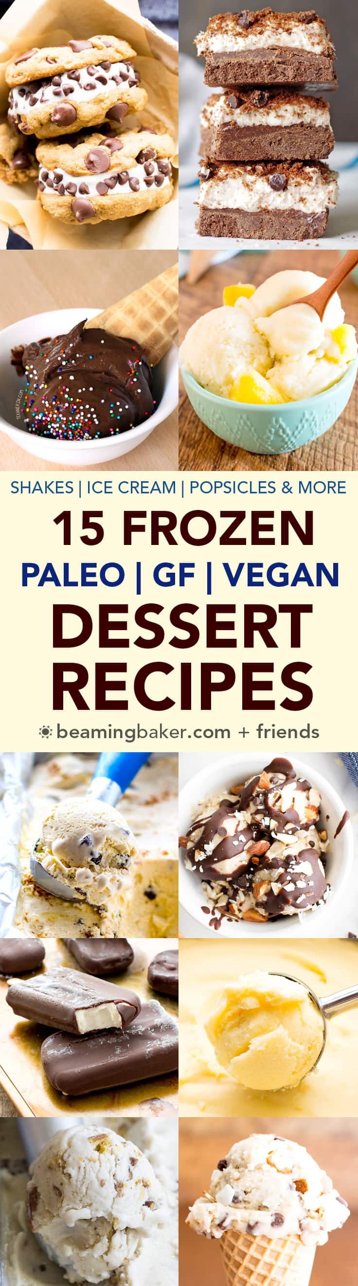 15 Delicious Paleo Vegan Frozen Desserts (V, GF, DF): a roundup of easy paleo vegan frozen dessert recipes to cool you down this summer! #Paleo #Vegan #DairyFree #GlutenFree | BeamingBaker.com