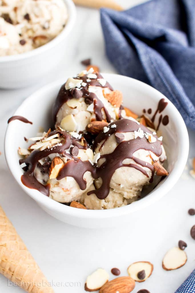 DairyFree Almond Joy Ice Cream Sundae (Vegan, Gluten Free, Dairy Free