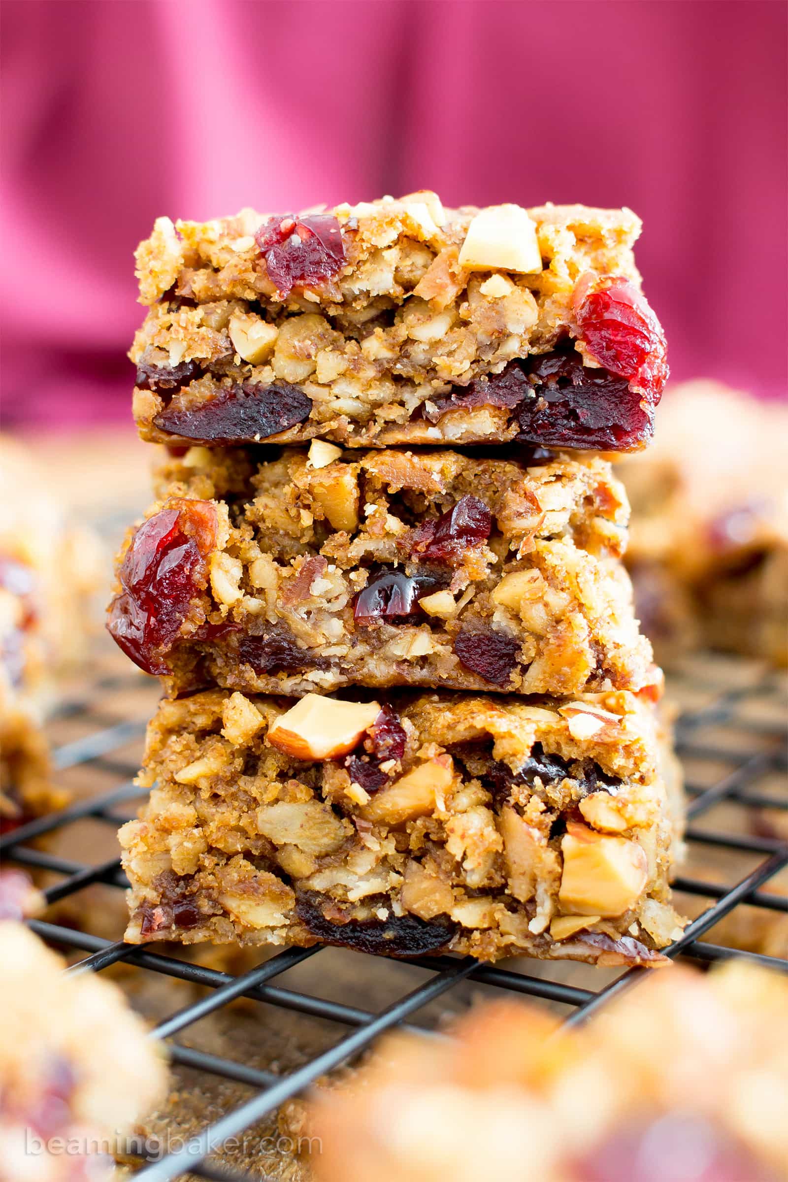 Gluten Free Cranberry Almond Butter Oatmeal Breakfast Bars (Vegan, GF