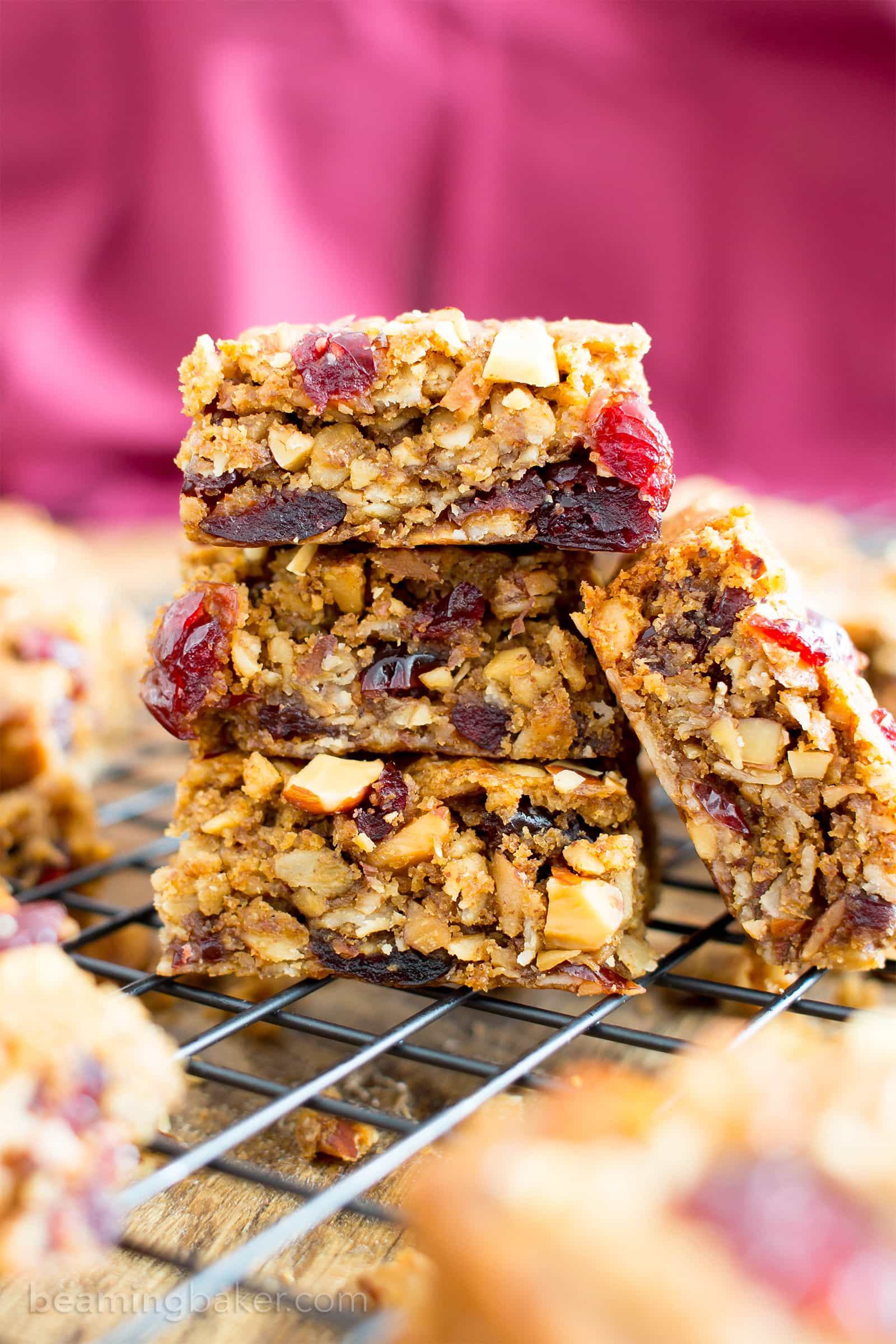 Gluten Free Cranberry Almond Butter Oatmeal Breakfast Bars