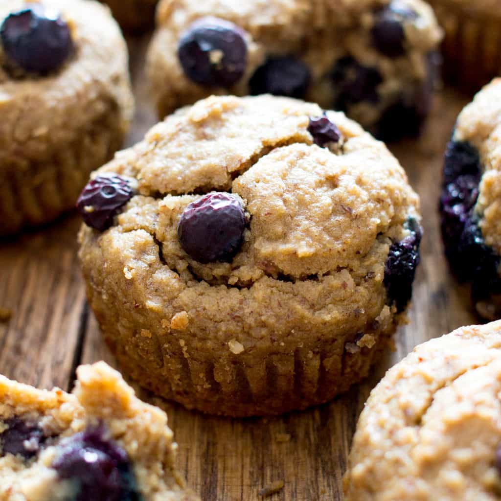 Gluten Free Vegan Blueberry Applesauce Muffins (V, GF, DF, Oat Flour